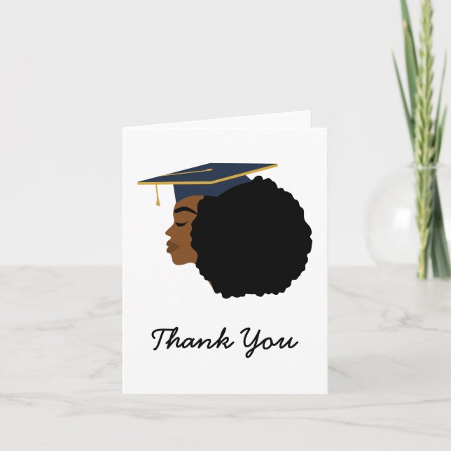 African American Woman Graduation Thank You Card (Front)