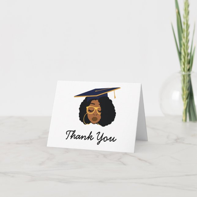 African American Woman Graduation Thank You Card (Front)
