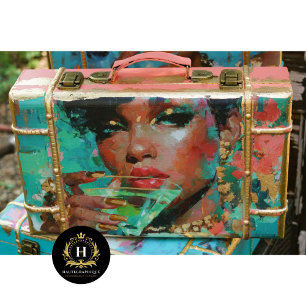 African American Woman Green Martini Decoupage Tissue Paper