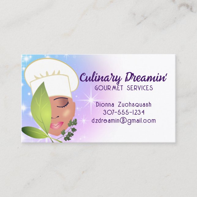 African American woman herbs chef catering Business Card (Front)