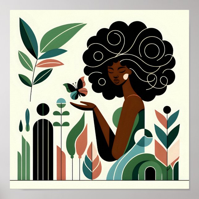 African American Woman Holding a Butterfly Poster (Front)