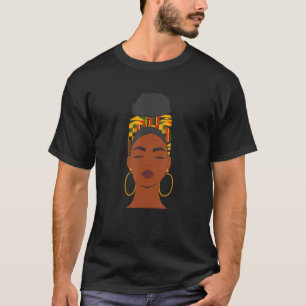 African American Woman Kente Cloth Headband Afro T-Shirt