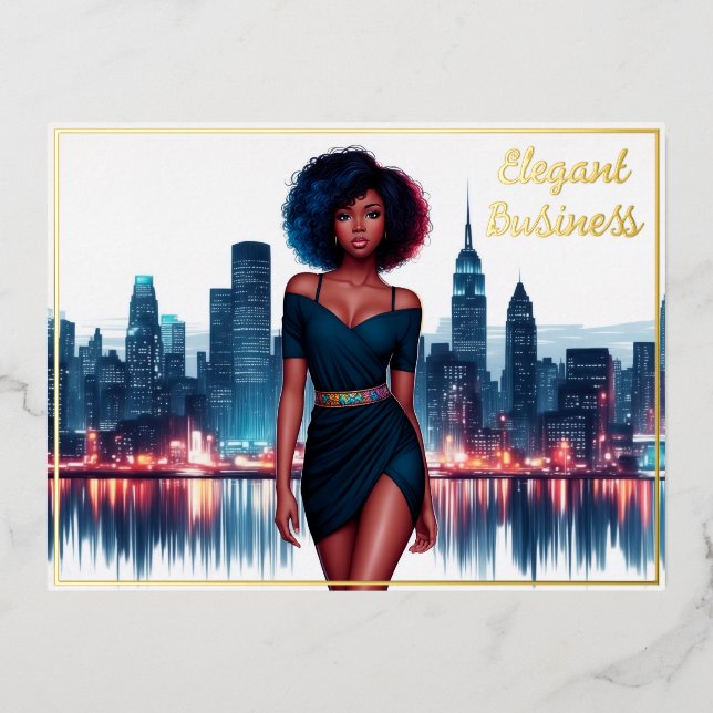 African American woman modern decor pretty Foil Holiday Postcard (Front)