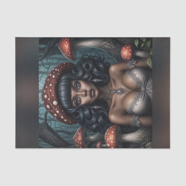 African American Woman Mushroom Queen Decoupage  Tissue Paper (Front)