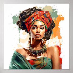 African American Woman Painting Poster