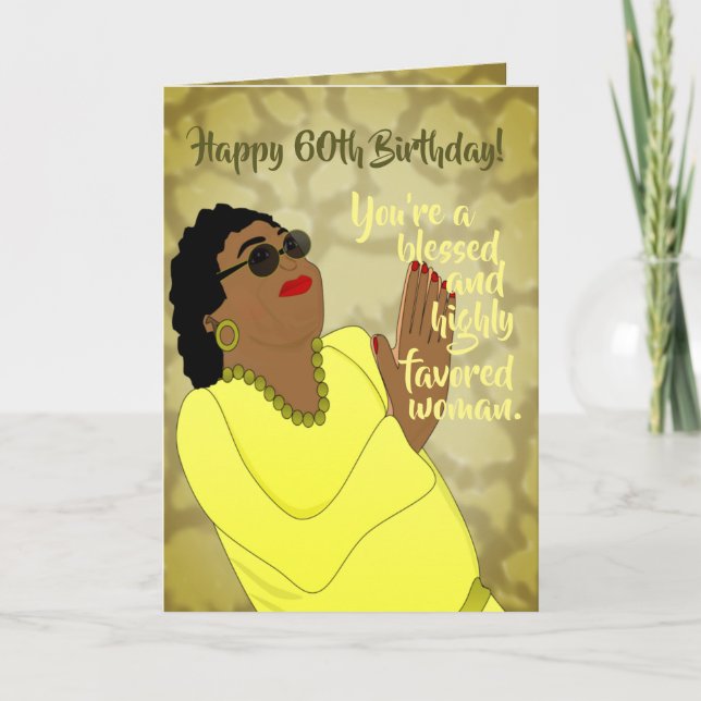African American Woman Trendy 60th Birthday Card (Front)