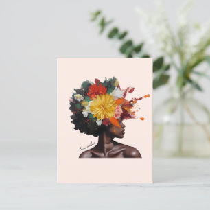 African-American Woman with Floral Afro Hair (2) Postcard