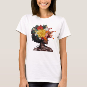 African-American Woman with Floral Afro Hair (2) T-Shirt