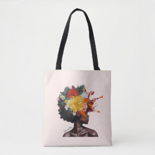 African-American Woman with Floral Afro Hair (2) Tote Bag