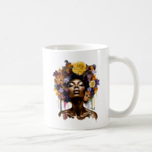 African-American Woman with Floral Afro Hair (3) Coffee Mug
