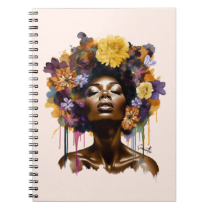 African-American Woman with Floral Afro Hair (3) Notebook