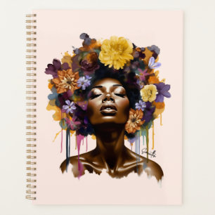 African-American Woman with Floral Afro Hair (3) Planner
