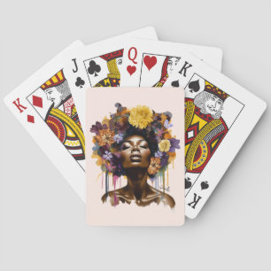 African-American Woman with Floral Afro Hair (3) Playing Cards