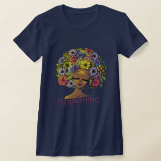 African American Woman with Flowers in Her Hair T-Shirt