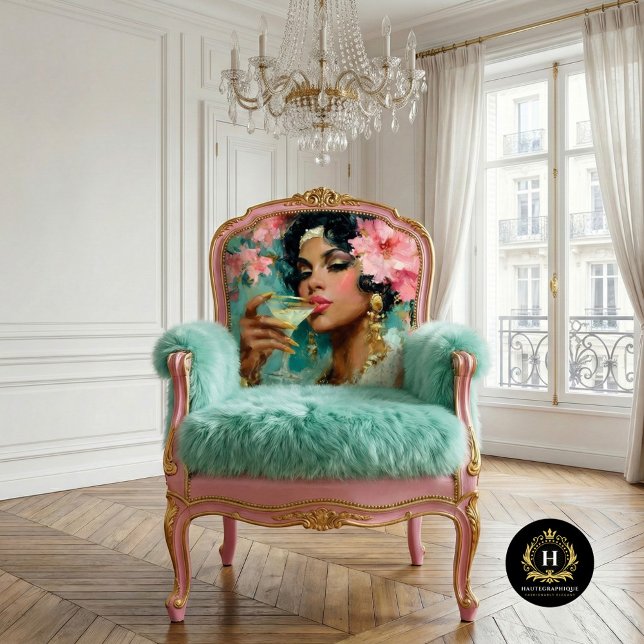 African American Woman with Martini Decoupage  Tissue Paper (Creator Uploaded)