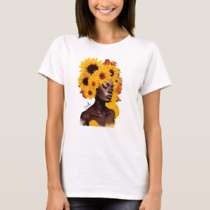 African-American Woman with Sunflower Afro Hair T-Shirt