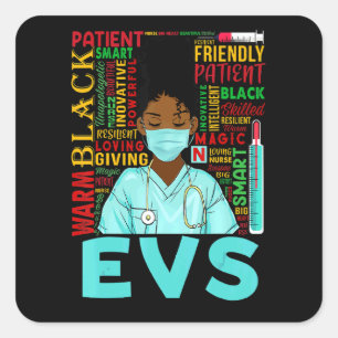 African American Women Black Evs Nurse Black Histo Square Sticker