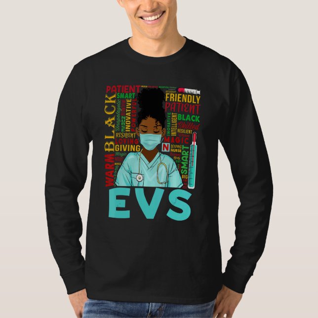 African American Women Black Evs Nurse Black Histo T-Shirt (Front)