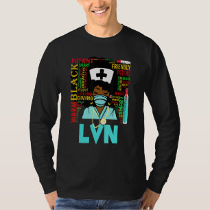 African American Women Black Lvn Nurse Black Histo T-Shirt