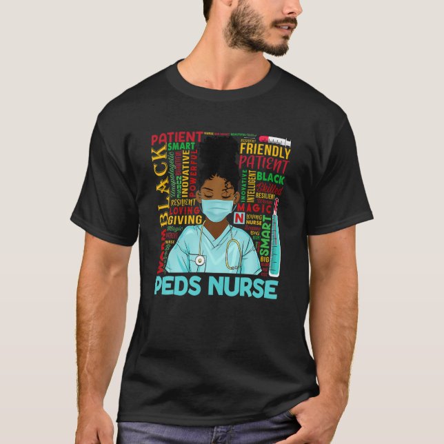 African American Women Black Peds Nurse Black Hist T-Shirt (Front)