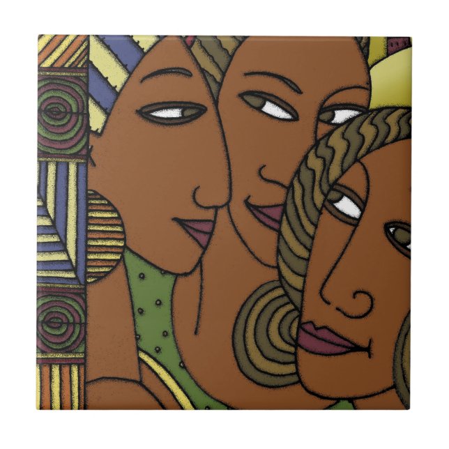 African American women sister friends Tile (Front)