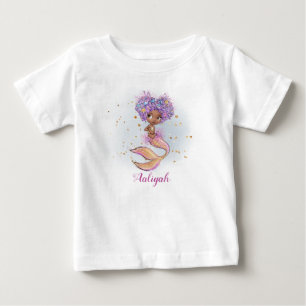 African Amerikan Baby Girl Mermaid 1st Birthday T-Shirt