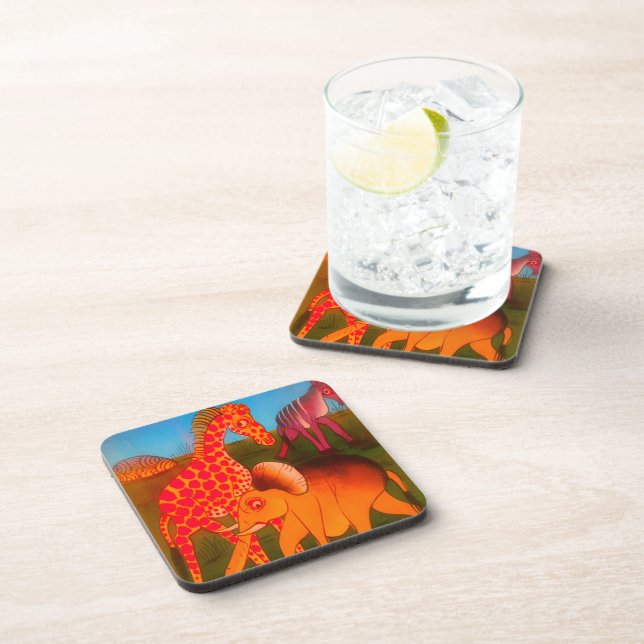 African Animal Art Print Coaster (Right Side)