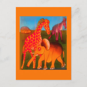 African Animal Art Print Postcard