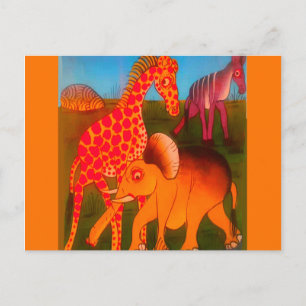 African Animal Art Print Postcard