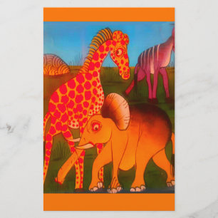 African Animal Art Print Stationery