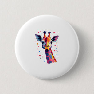 African animal art The colorful giraffe for funny  6 Cm Round Badge