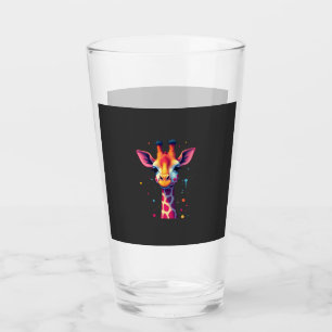 African animal art The colorful giraffe for funny Glass