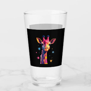 African animal art The colorful giraffe for funny Glass