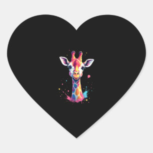 African animal art The colorful giraffe for funny  Heart Sticker