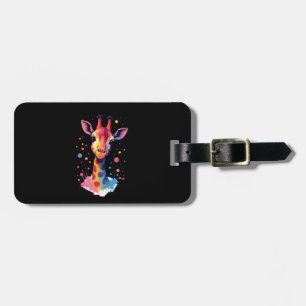 African animal art The colorful giraffe for funny Luggage Tag