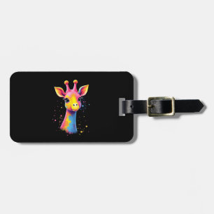 African animal art The colorful giraffe for funny Luggage Tag