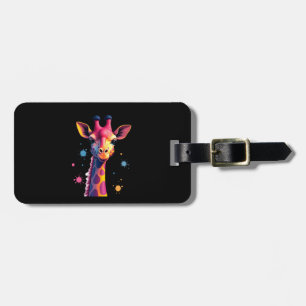 African animal art The colorful giraffe for funny  Luggage Tag