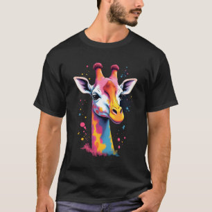 African animal art The colorful giraffe for funny  T-Shirt