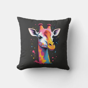 African animal art The colourful giraffe for funny Cushion