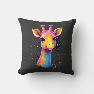 African animal art The colourful giraffe for funny Cushion