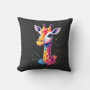 African animal art The colourful giraffe for funny Cushion