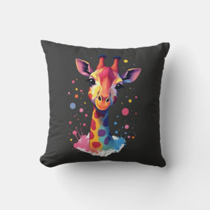 African animal art The colourful giraffe for funny Cushion