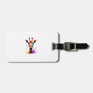 African animal art The colourful giraffe for funny Luggage Tag