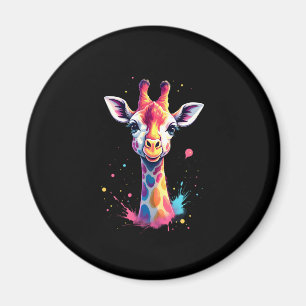 African animal art The colourful giraffe for funny Magnet