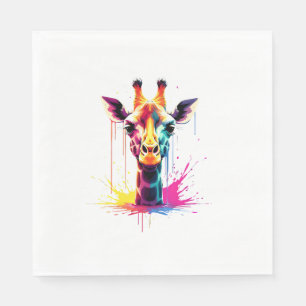 African animal art The colourful giraffe for funny Napkin