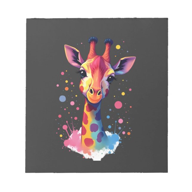 African animal art The colourful giraffe for funny Notepad (Front)