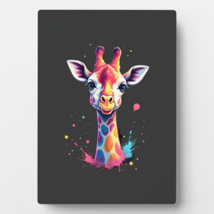 African animal art The colourful giraffe for funny Plaque