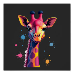 African animal art The colourful giraffe for funny Poster