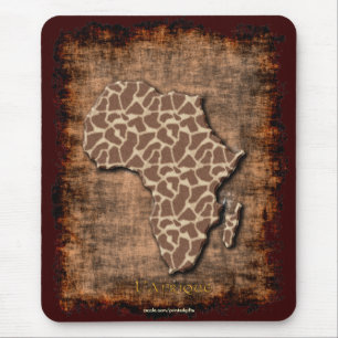 African Animal Grunge Map of AFRICA Wildlife Mouse Pad