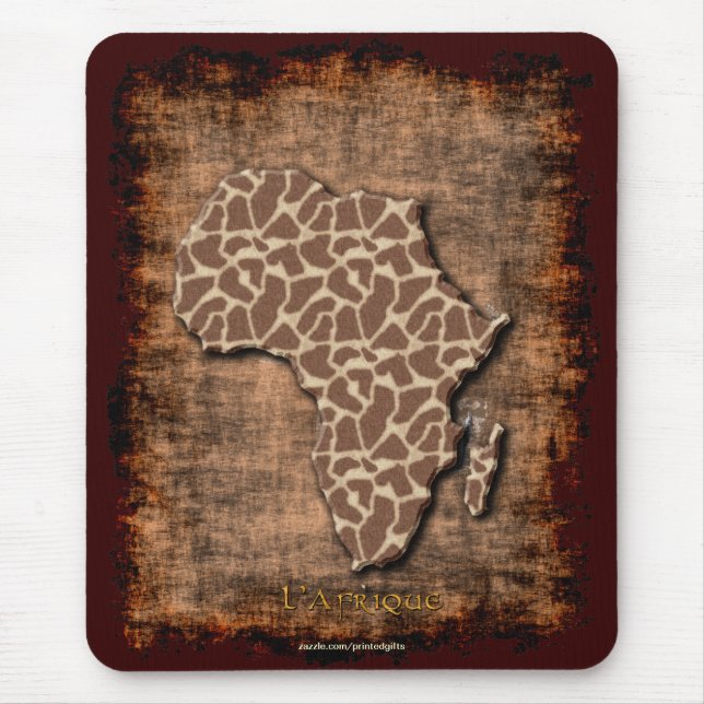 African Animal Grunge Map of AFRICA Wildlife Mouse Pad (Front)
